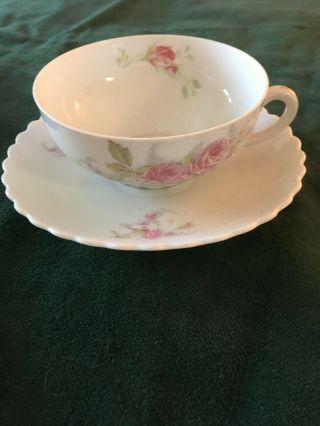 Antique O&eg Austria Royal China Tea Cup & Saucer - Pink Roses