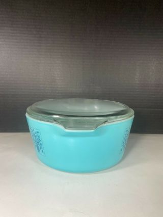 Pyrex Saxony Tree of Life 475 - B Turquoise Casserole 2.  5 Qt with Lid,  RARE 2