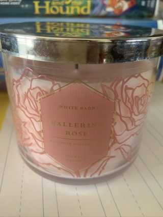Rare Bath & Body White Barn Ballerina Rose 3 Wick Candle
