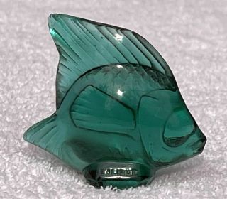 LALIQUE Crystal Fish - BLOCK SIGNED,  teal green RARE 2