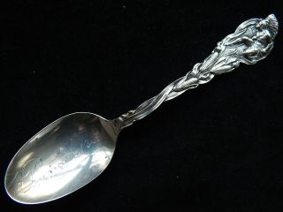 C1910 Pasadena California Sterling Silver Souvenir Spoon American Indian In Corn
