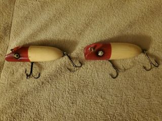 Vintage Heddon Lucky 13 Jr.  X 2 Red And White Color Pattern
