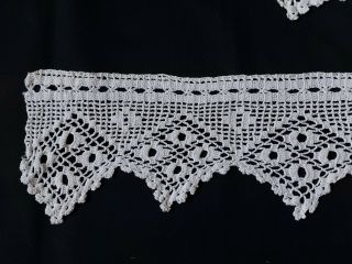 Antique Vintage Gorgeous Handmade Crocheted Lace,  Trim Edging 75 " X5 " White