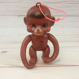 Vintage Dime Store Toy Jointed Soft Plastic Monkey 15 Cents Hong Kong