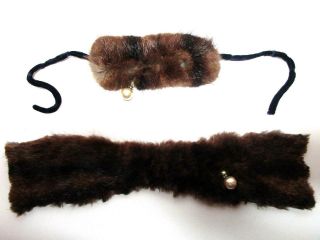 Vintage Real Brown Fur Stole & Hat Fit 18 - 21 In Fashion Doll Miss Revlon Cissy