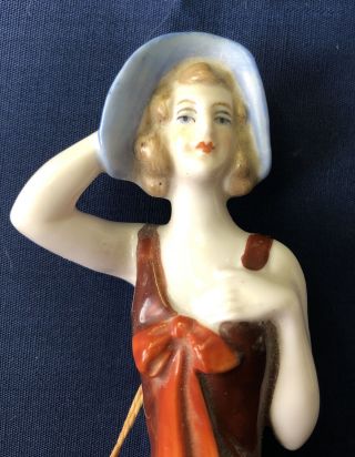 German Antique Half Doll Vanity Clothes Brush Flapper Girl Porcelain