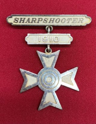 Pre Ww1 Us Army Marksman Badge Sharpshooter 1910 Bar Maltese Cross Rare Antique