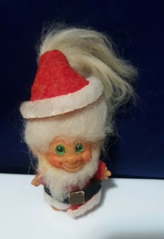Vintage 2.  5 " Troll Doll Santa Clause Christmas Outfit Green Eyes