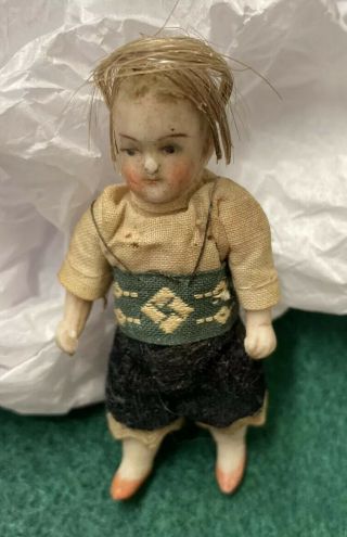 Antique Miniature German All Bisque Doll,  2.  5 "
