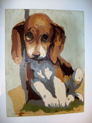 Vintage Puppy Dog Paint By Number 11.  75 X 9 " Painting No Frame