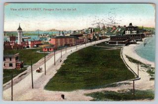 1910 View Of Nantasket Paragon Park Massachusetts Ma Beach Antique Postcard