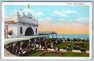 1927 Casino Building Ocean View Virginia Va Chesapeake Bay Antique Postcard