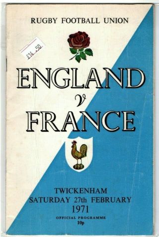 England V France 27th February 1971 Programme Rare