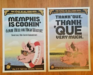 2011 Memphis In May Bbq Contest Rare 2 Poster Set: Tiger Lane And Tom Lee Park