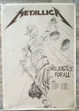 Metallica - And Justice For All Vintage 1988 Tour Poster Rare