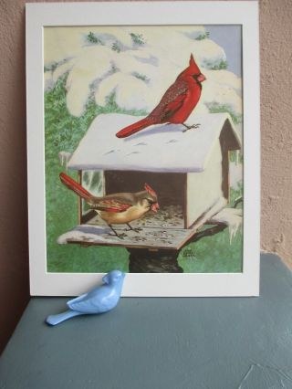 Vintage Illustration Of Cardinal Birds In Snow By Jacob Bates Abbott 1942