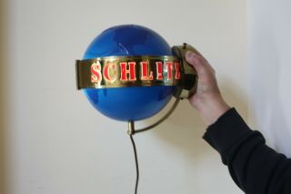 Rare Vintage Schlitz Spinning Blue Globe Beer Lighted Wall Sconce 50s Rotating