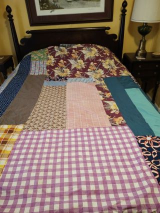 Vintage Hand Made Scrappy Quilt Top - 70x78