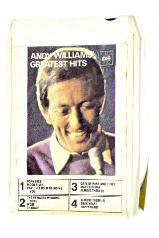 Andy Williams Greatest Hits Cbs Rare Records Vtg 8 - Track Cassette Tape Album