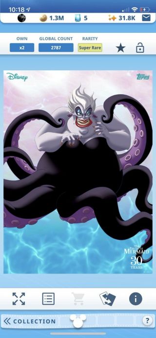Topps Disney Collect Digital Little Mermaid Rare Motion Ursula