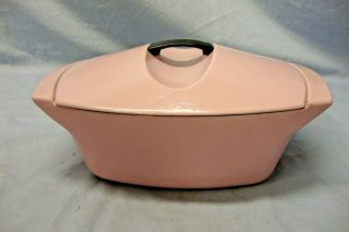 Le Creuset Stoneware Rectangular Chiffon Pink Casserole 4.  5 Qts.  Rare