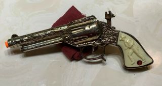 1940 Stevens Cowboy King Toy Cap Gun Cast Iron / Nickel Finish.  Rare
