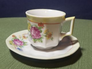 Japan Ceramic Porcelain Floral Tea Cup And Saucer
