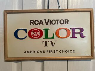 Rare Vintage Rca Dealer Color Tv 3d Hanging Sign Ref: Radio Tv Tube Advertising