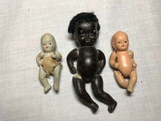 3 Small Vintage Bisque Baby Doll,  Made In Japan