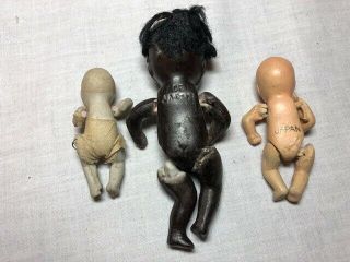3 Small Vintage Bisque Baby Doll,  Made in Japan 3