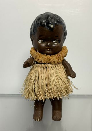 Vtg.  Hawaiian Hula Girl Doll Figurine Made In Japan Nippon Rare - Jointed 4 1/2”