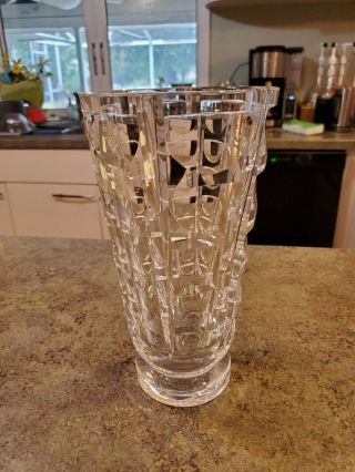 Rare Vintage Mid Century Signed Simon Gates Orrefors Crystal Glass 9 " Vase