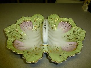 Antique C T Altwasser Circa 1875 - 1909 Porcelain Leaf Basket,  Gold Gilt