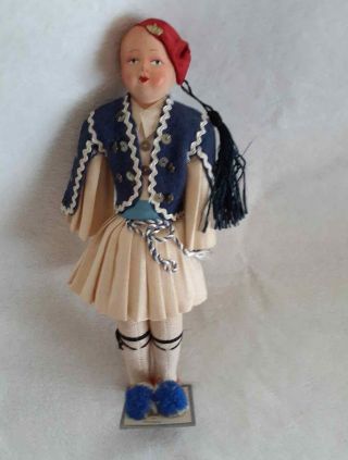 Vintage Greek Boy Doll,  Hand Made In Greece 1940 