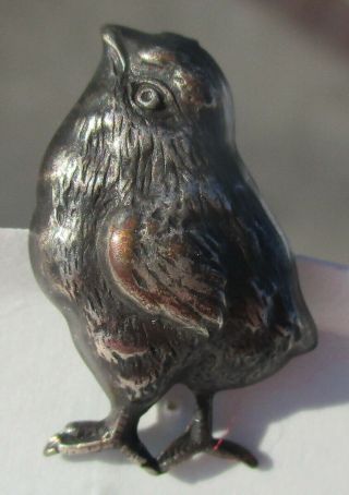 Detail Antique French Button " Realistic Chick Bird " Vintage Metal