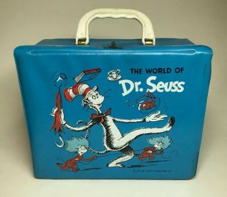 Rare Old Vintage 1970 Cat In The Hat Dr Seuss Vinyl Lunch Box By Aladdin Usa