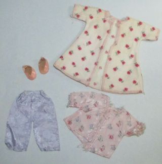 Vintage Cosmopolitan Ginger Doll Satin Pajamas Flannel Robe And Slippers