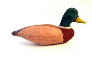 Antique Hand Painted Wooden Duck Decoy 12 " Mallard Duck Decoy