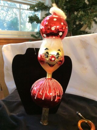 Very.  Rare.  Vintage Blown Glass Mrs.  Claus Tree Topper Made In Italy 12 "