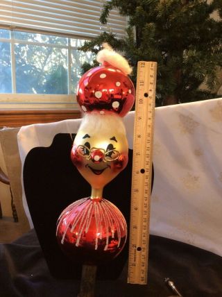 VERY.  RARE.  Vintage Blown Glass Mrs.  Claus Tree Topper Made in Italy 12 