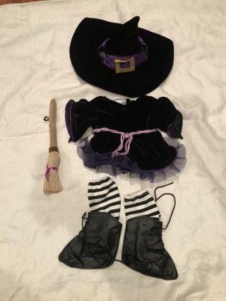 Build - A - Bear Babw Complete Halloween Witch Costume Outfit Hat Broom Boots Socks
