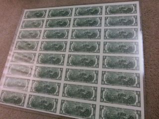Uncut Sheet $2 X 8 Crisp 2 DOLLAR SHEET EXTREMELY RARE.  CRISP comes with 2