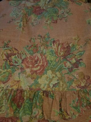 Vtg Rare Ralph Lauren King Maura Irish Floral Flat Ruffled Bed Sheet,  Pillow Case