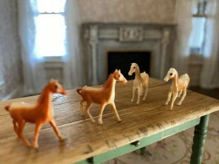 Vintage Miniature Dollhouse 1:12 Group Kids Toy Horse Figurines Shelf Sitters