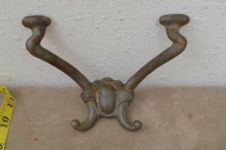 Antique Writterwear Victorian Style Cast Brass Double Arm Coat Hall Rack Hook