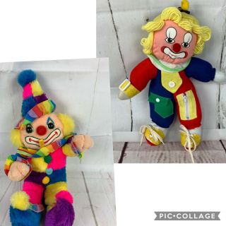 Vintage Plush Clown Dolls Rainbow Cuddle Wit & Dress Up