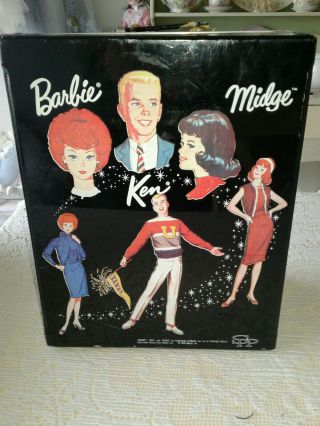 Vintage 1964 Black Vinyl Barbie Doll Case Midge Barbie Case