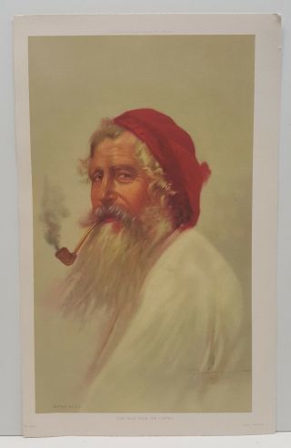 Vintage Lithograph Art Print The Old Man Of Capri Sydney Bell
