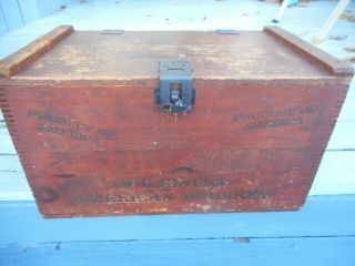 Vintage Wooden Case,  / Box,  Dove Tail/ Lock /hinge American Whiskiey