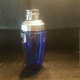 Rare Vintage Cobalt Blue Cocktail Shaker